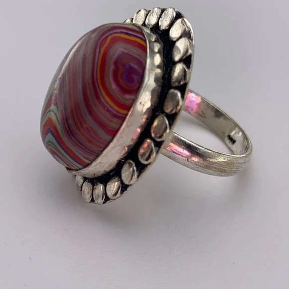 Rainbow Cal-silica Sterling Silver Ring - Picture 6 of 12